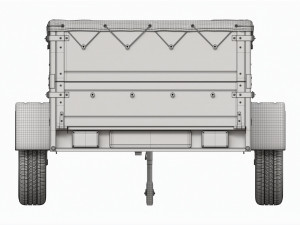 Single axle car trailer with extra walls cover jockey wheel extended 3Dモデル