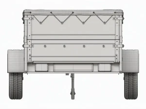 Single axle car trailer with extra walls cover jockey wheel extended 3D Model