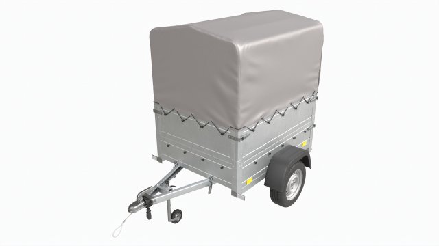 Single axle car trailer with extra walls cover jockey wheel high frame Model 3D .c4d .max .obj .3ds .fbx .stl .blend 