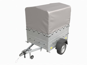 Single axle car trailer with extra walls cover jockey wheel high frame Modello 3D