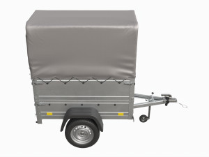 Single axle car trailer with extra walls cover jockey wheel high frame Model 3D