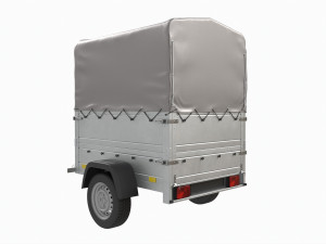 Single axle car trailer with extra walls cover jockey wheel high frame Model 3D