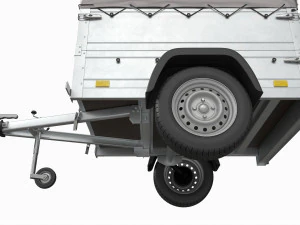 Single axle car trailer with extra walls cover jockey wheel high frame 3D Model