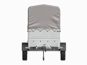 Single axle car trailer with extra walls cover jockey wheel high frame Model 3D