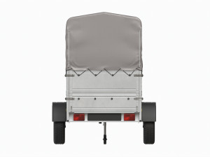 Single axle car trailer with extra walls cover jockey wheel high frame Model 3D