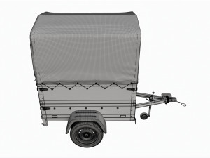 Single axle car trailer with extra walls cover jockey wheel high frame Model 3D
