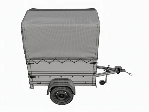 Single axle car trailer with extra walls cover jockey wheel high frame 3D Model