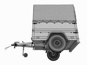 Single axle car trailer with extra walls cover jockey wheel high frame Model 3D