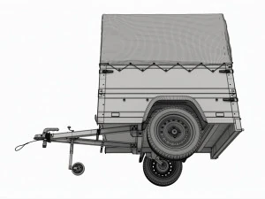 Single axle car trailer with extra walls cover jockey wheel high frame 3D Model