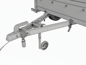 Single axle car trailer with extra walls cover jockey wheel high frame Model 3D