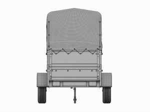 Single axle car trailer with extra walls cover jockey wheel high frame Model 3D