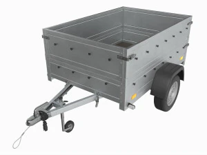 Rimorchio per auto ad asse singolo con ruota tastatrice a pareti extra Modello 3D