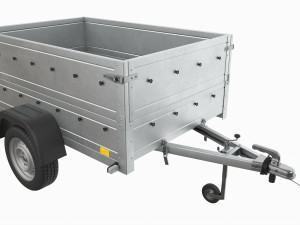 Single axle car trailer with extra walls jockey wheel Modello 3D