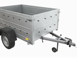 Single axle car trailer with extra walls jockey wheel 3D Model