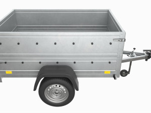 Single axle car trailer with extra walls jockey wheel Modello 3D