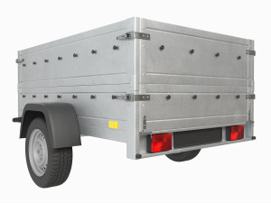 Single axle car trailer with extra walls jockey wheel Modello 3D