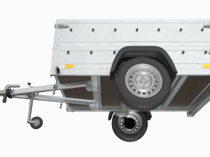 Single axle car trailer with extra walls jockey wheel Modello 3D
