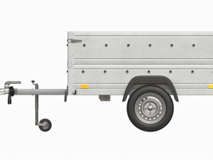 Single axle car trailer with extra walls jockey wheel Modello 3D