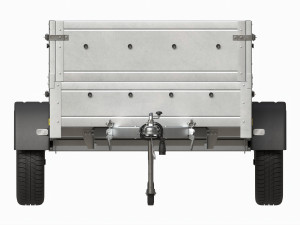 Single axle car trailer with extra walls jockey wheel Modello 3D