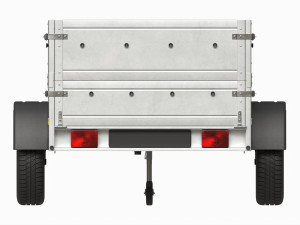 Single axle car trailer with extra walls jockey wheel Modello 3D