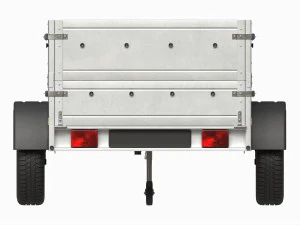 Single axle car trailer with extra walls jockey wheel 3D Model