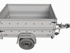 Single axle car trailer with extra walls jockey wheel Modello 3D