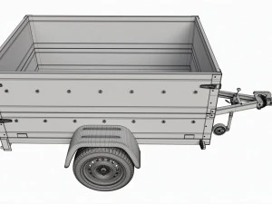 Single axle car trailer with extra walls jockey wheel 3D Model