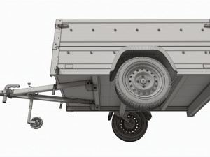 Single axle car trailer with extra walls jockey wheel Modello 3D