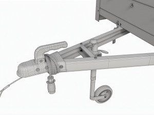 Single axle car trailer with extra walls jockey wheel Modello 3D