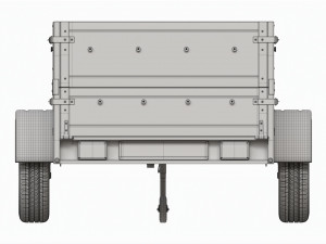 Single axle car trailer with extra walls jockey wheel Modello 3D