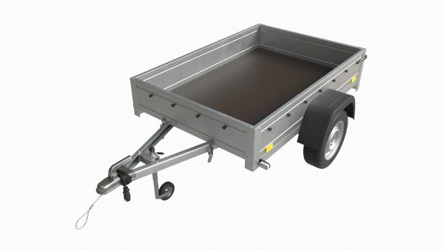 Reboque de carro de eixo único com roda jockey Modelo 3D .c4d .max .obj .3ds .fbx .stl .blend