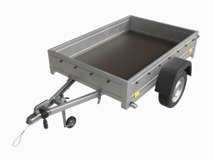 Single axle car trailer with jockey wheel 3D Model