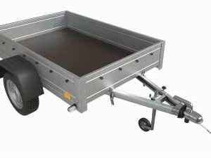 Single axle car trailer with jockey wheel Model 3D
