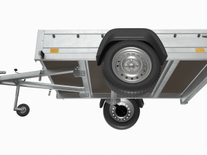 Single axle car trailer with jockey wheel Model 3D