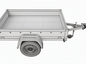 Single axle car trailer with jockey wheel Model 3D