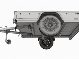 Single axle car trailer with jockey wheel Model 3D