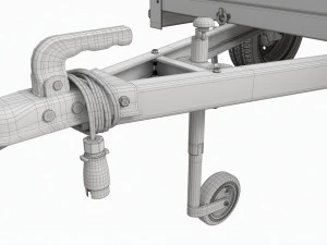 Reboque de carro de eixo &uacute;nico com roda jockey Modelo 3D