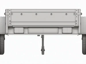 Reboque de carro de eixo &uacute;nico com roda jockey Modelo 3D