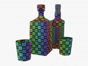 Бутылка-декантер для виски Jack Daniels со стаканами 3D Модель