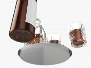 Whiskey Set on Tray Decanter Bottle and Glasses 3D Model
