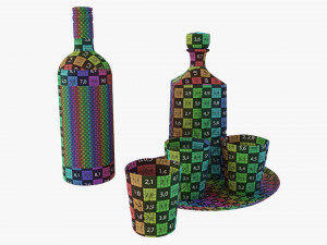 Whiskey Set on Tray Decanter Bottle and Glasses 3D Model