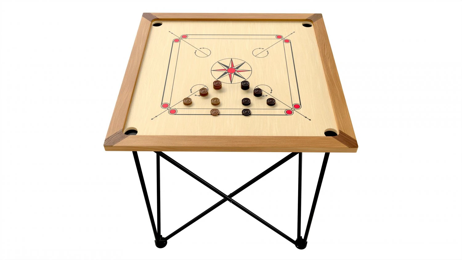 Carrom Board Table Game 3D Model .c4d .max .obj .3ds .fbx .stl .blend
