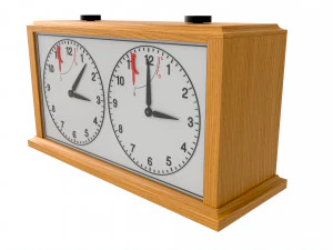 Chess Mechanical Timer Game Clock Wooden 3D Model
