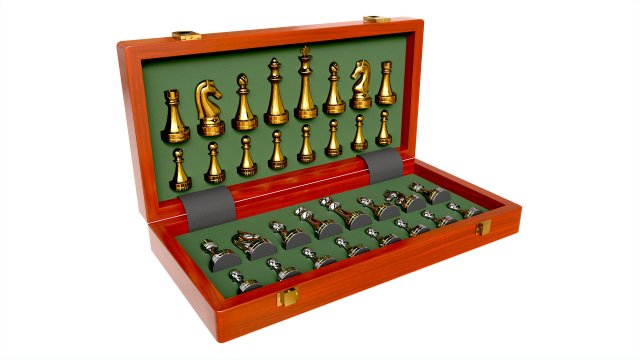 Chess Pieces Board Open inside 3D Model .c4d .max .obj .3ds .fbx .stl .blend 