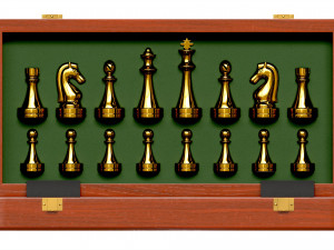 Chess Pieces Board Open inside 3D Model