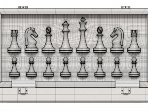 Chess Pieces Board Open inside 3D Model