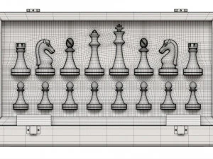 Chess Pieces Board Open inside 3D Model