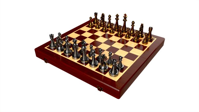 Chess Pieces Board Open Ready To Play 3D Модель .c4d .max .obj .3ds .fbx .stl .blend 