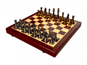 Scheda dei pezzi degli scacchi aperta pronta per giocare Modello 3D