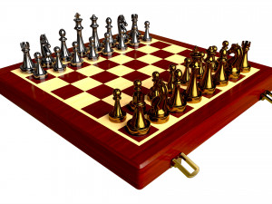 Chess Pieces Board Open Ready To Play 3D Модель